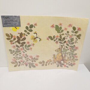Vtg Spring Floral Brown Cottontail Bunny Rabbit Butterfly Caspari Placemats